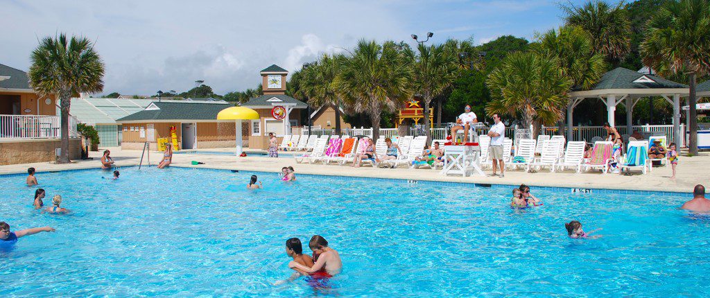 Outside Pools at Sandy Harbor inside Ocean Lakes Family Campground