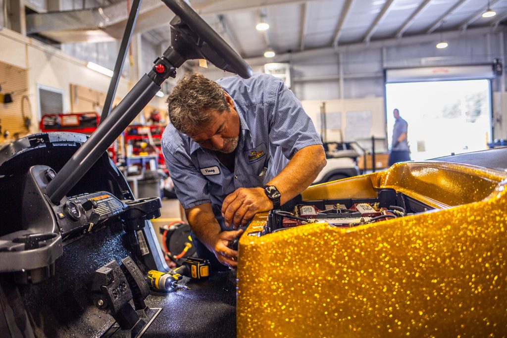 Golf Car mechanic at Ocean Lakes Golf Cars